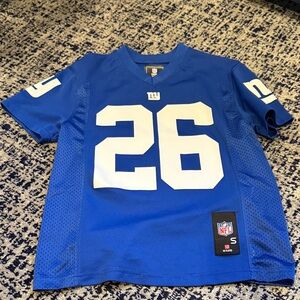 Giants NFL Blue Jersey with White Number 26 Barkley